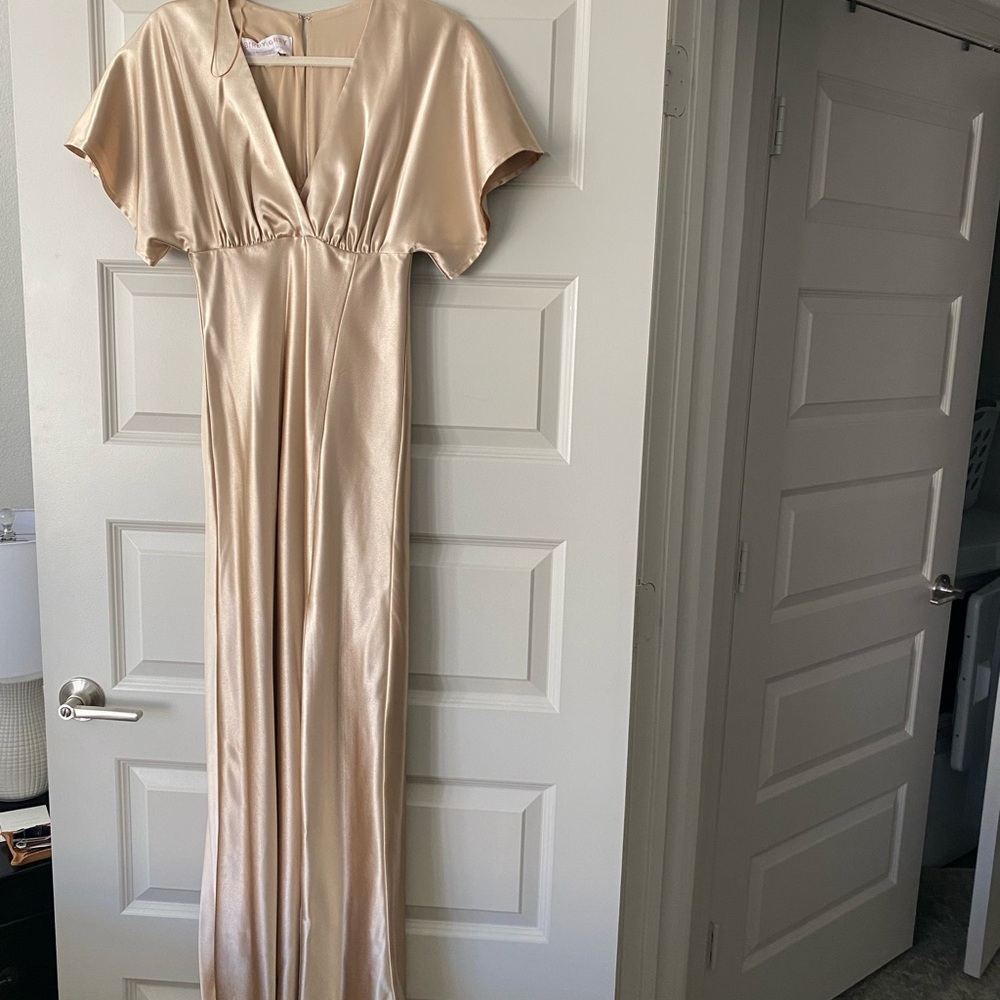 Birdy Grey - Jesse Satin Dress- Elegant Champagne / Gold - Satin Maxi Dress
